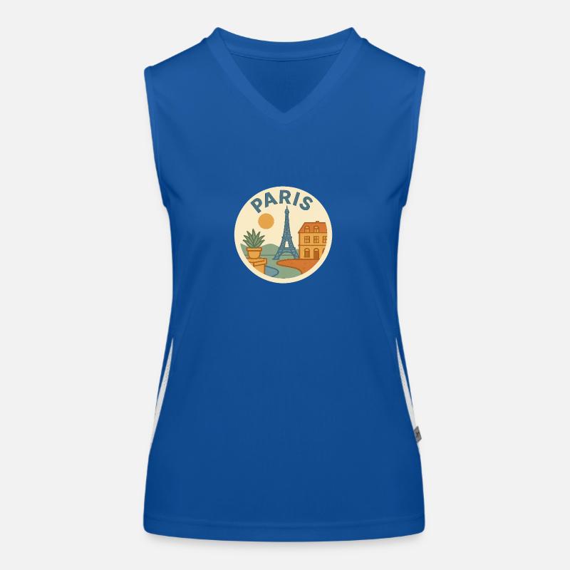 Vintage Paris – Eiffelturm Retro Grafik Funktionelles Kontrast-Tank Top für Frauen