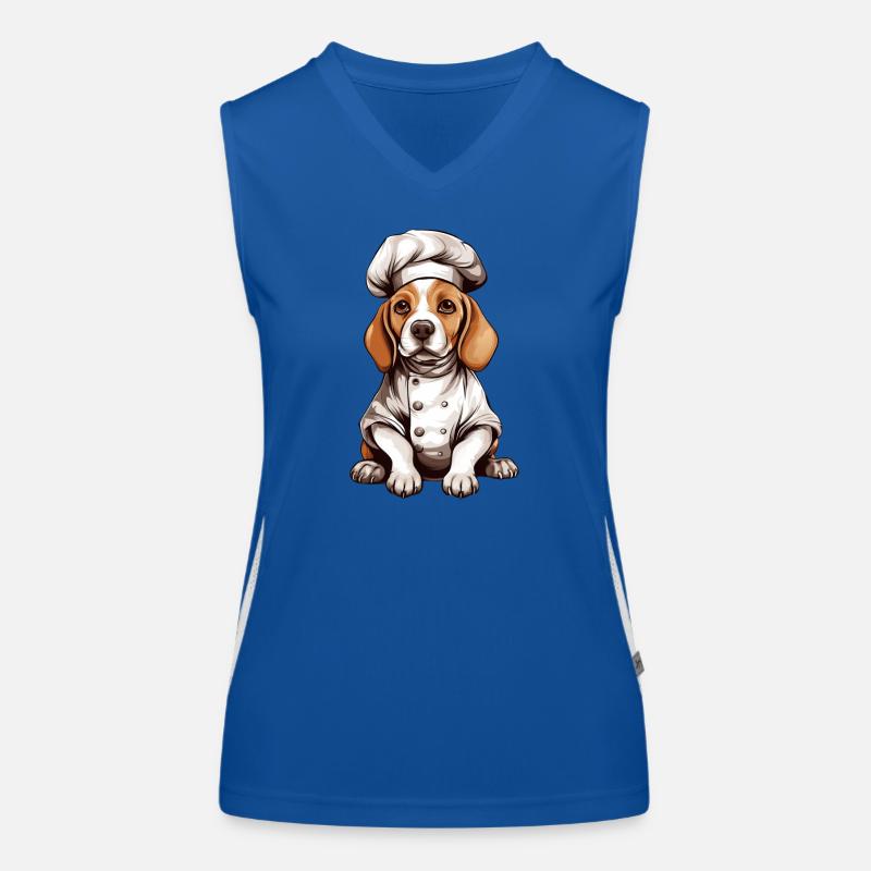 Chien Beagle avec chapeau de chef - Design mignon Débardeur respirant contrasté Femme