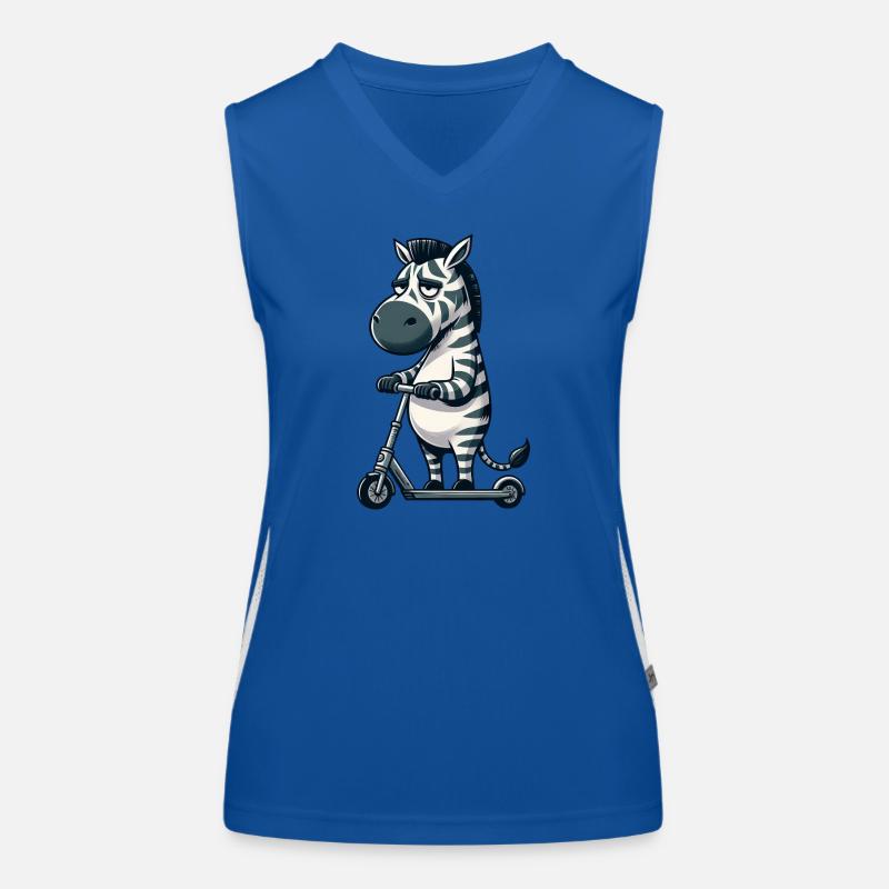 Grumpy Zebra Scooter Comic Scooter Fun Women's Functional Contrast Tank Top