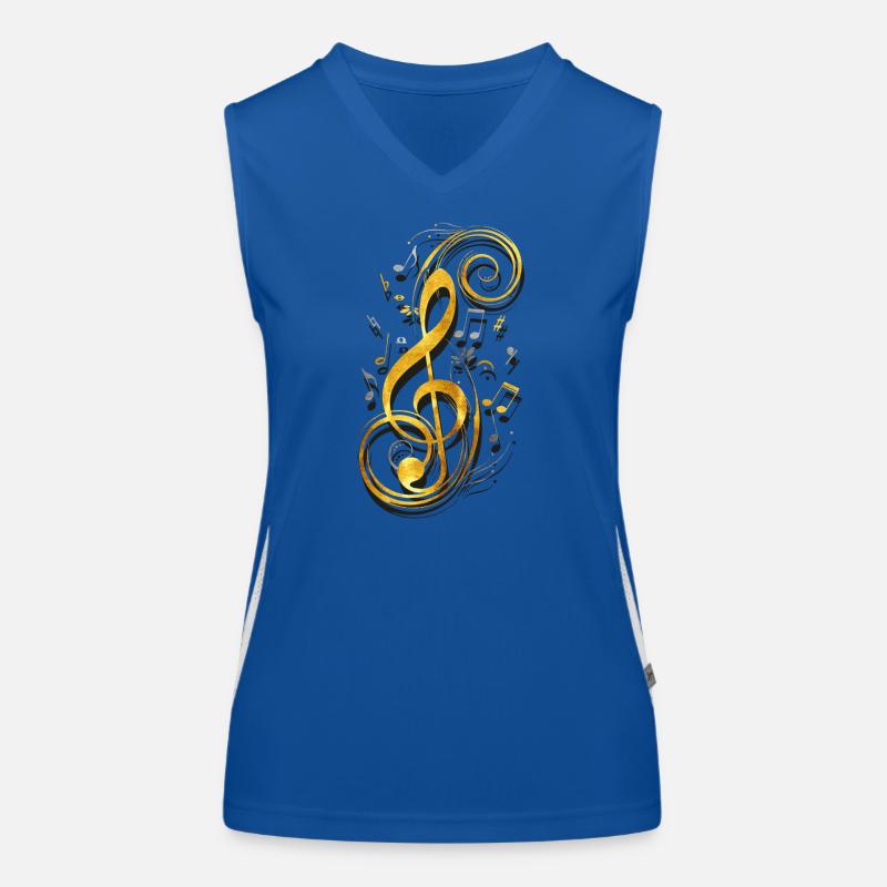 Music Note - Music Key - Note Key - Note - Women's Functional Contrast Tank Top - royal/white