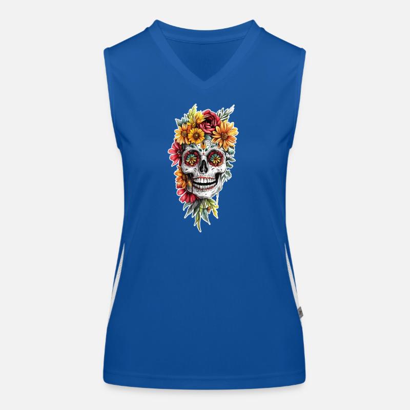 T Shirt Design Candy Skull Funktionelles Kontrast-Tank Top für Frauen