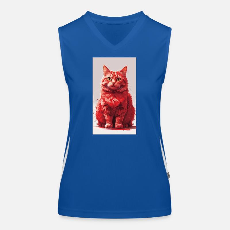 Impression d’art de portrait de chat rouge Débardeur respirant contrasté Femme