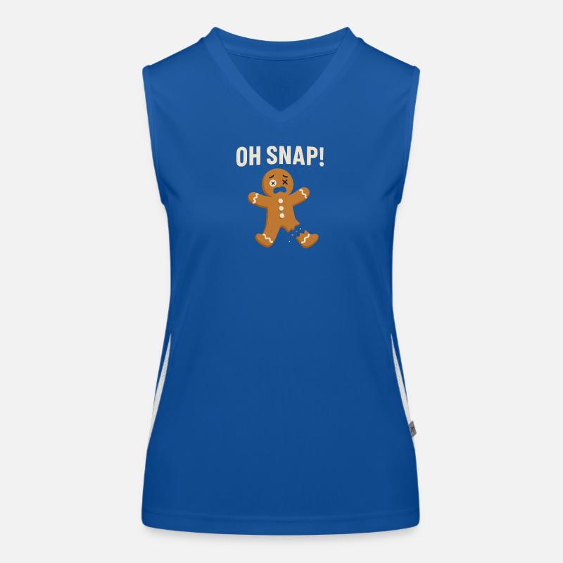 Gingerbread Man with Shocked Expression (Oh Snap) Women's Functional Contrast Tank Top