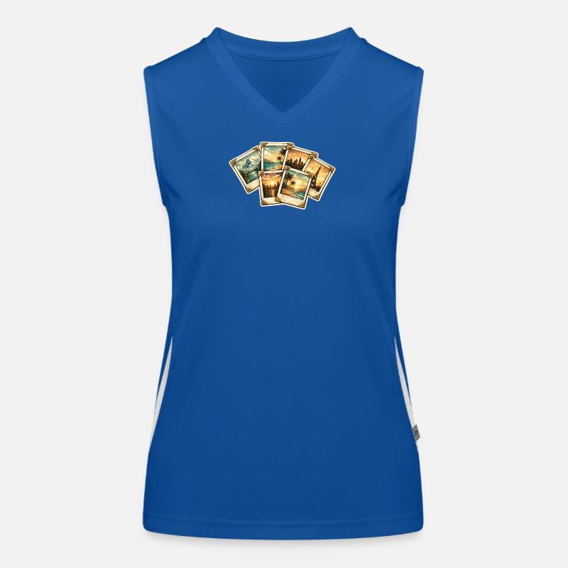 Vintage Postkarten Tropen Sunset Funktionelles Kontrast-Tank Top für Frauen