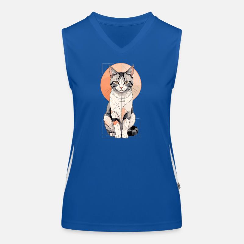 Pose géométrique du chat en orbite Débardeur respirant contrasté Femme