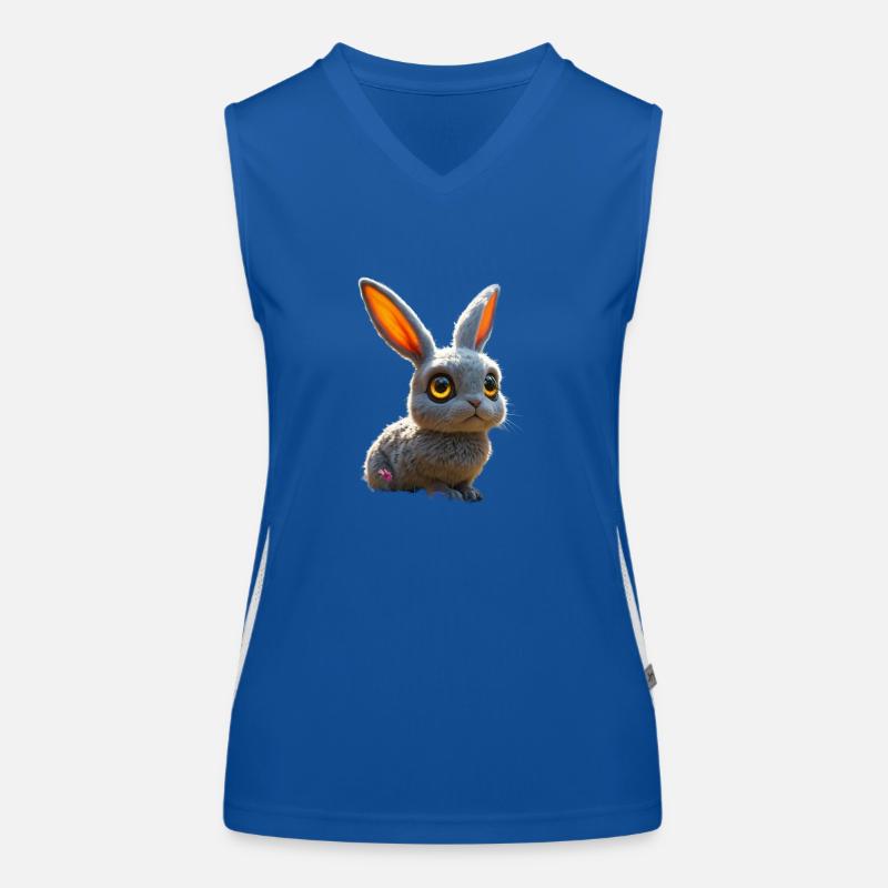 cute, big eye-shaped rabbit with bright eyes Women's Functional Contrast Tank Top