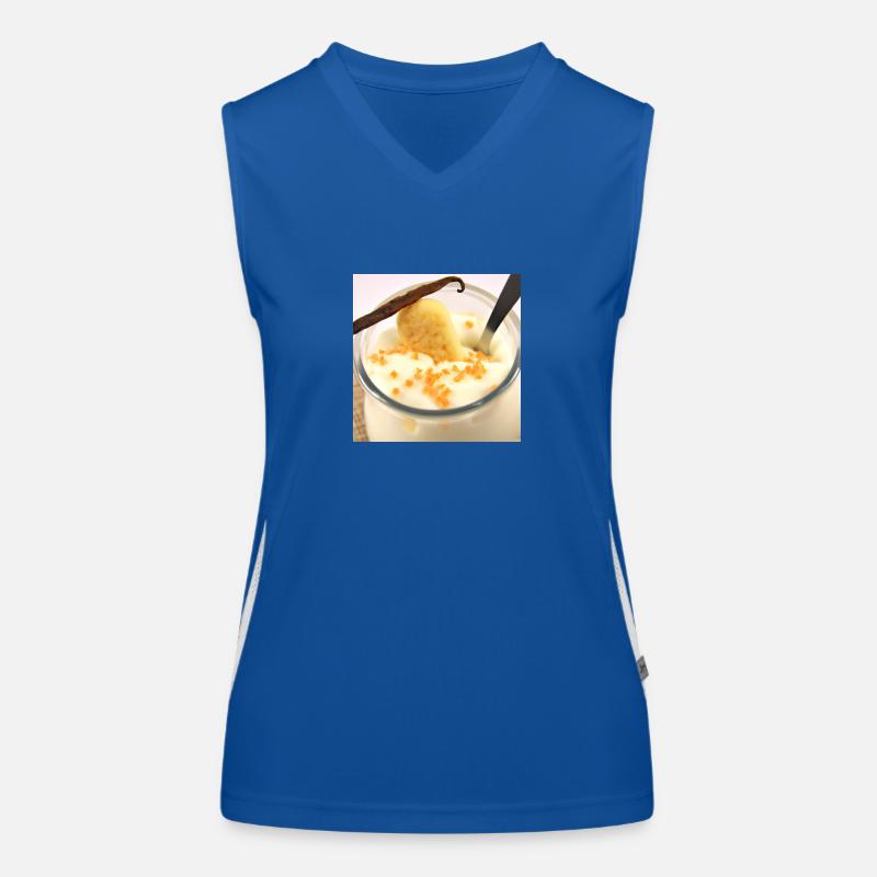 Saftigkeit dessertpudding in vanillesosse Funktionelles Kontrast-Tank Top für Frauen