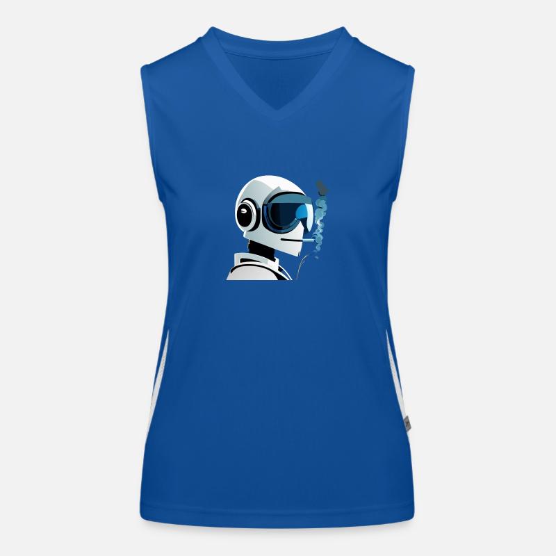 robot is smoking cigarette Women's Functional Contrast Tank Top