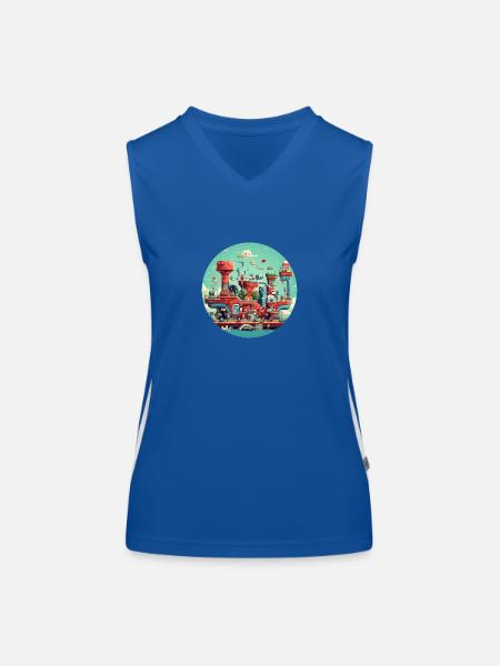 Nostalgisches Retro Videospiel - Funktionelles Kontrast-Tank Top für Frauen - Royal/Weiß - Vorne