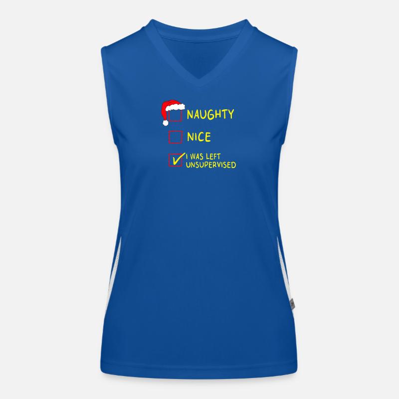 Naughty Nice – I Was Left Unsupervised Christmas - Women's Functional Contrast Tank Top - royal/white