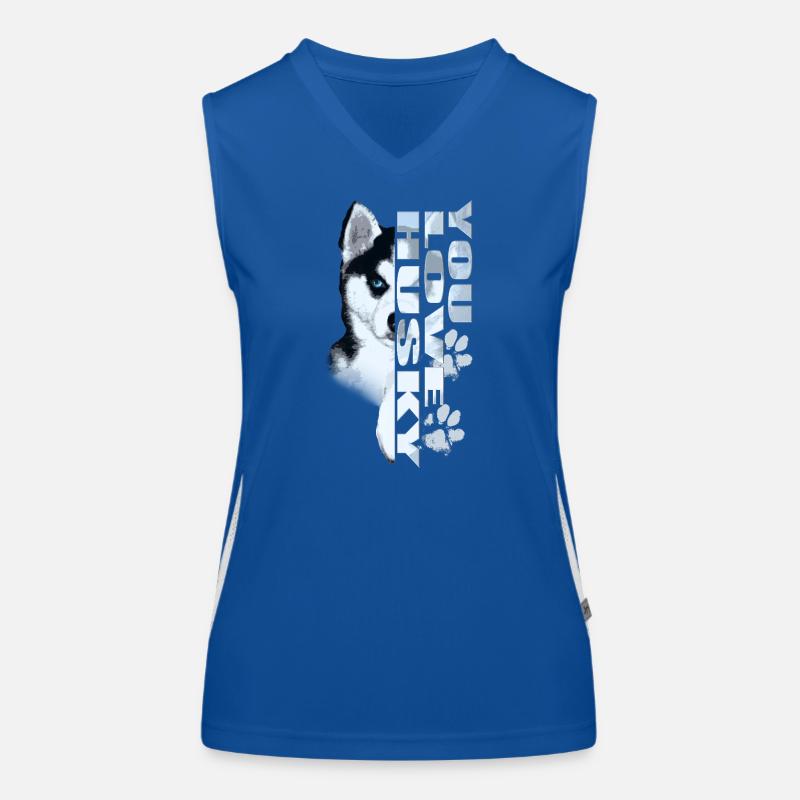 Husky Portrait Font Women's Functional Contrast Tank Top
