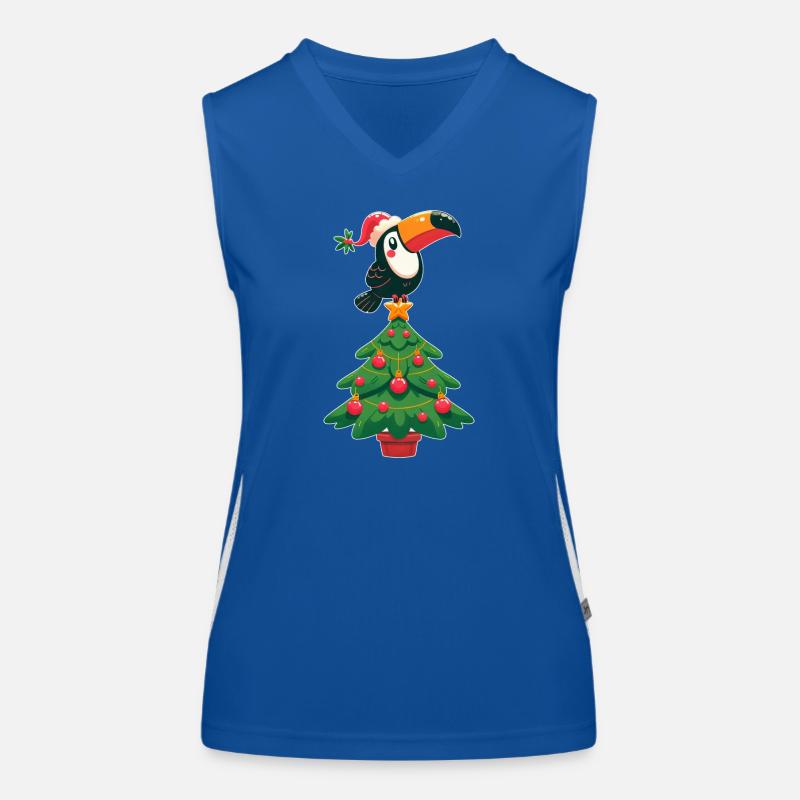 Weihnachtsbaum Tropenvogel Tukan Paradiesvogel Funktionelles Kontrast-Tank Top für Frauen