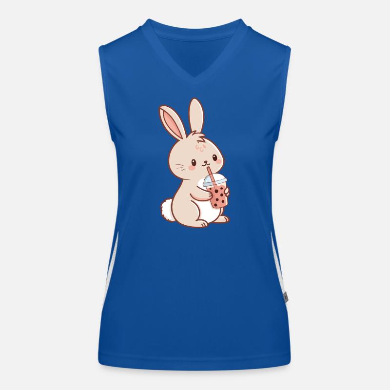 Lapin Kawaii et Bubble Tea Débardeur respirant contrasté Femme