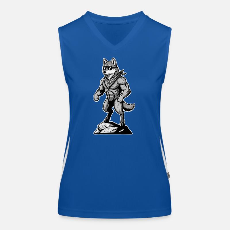 Wandern Wanderer Bergsteiger Berg Wolf  Funktionelles Kontrast-Tank Top für Frauen