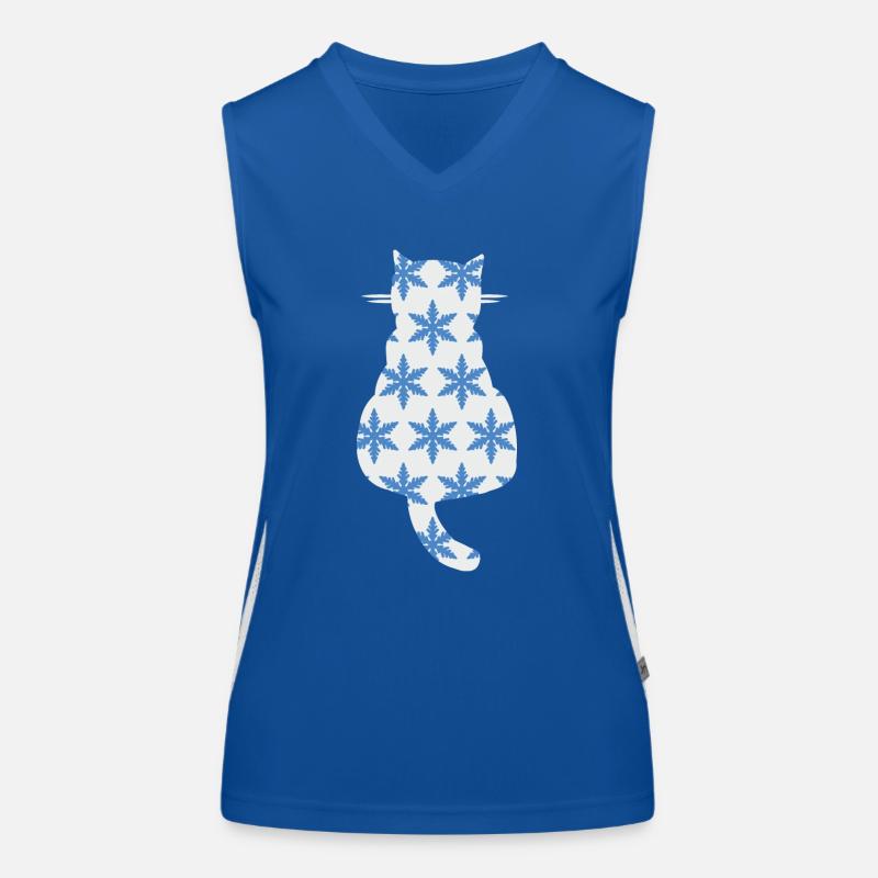Katze mit Schneeflocken Funktionelles Kontrast-Tank Top für Frauen