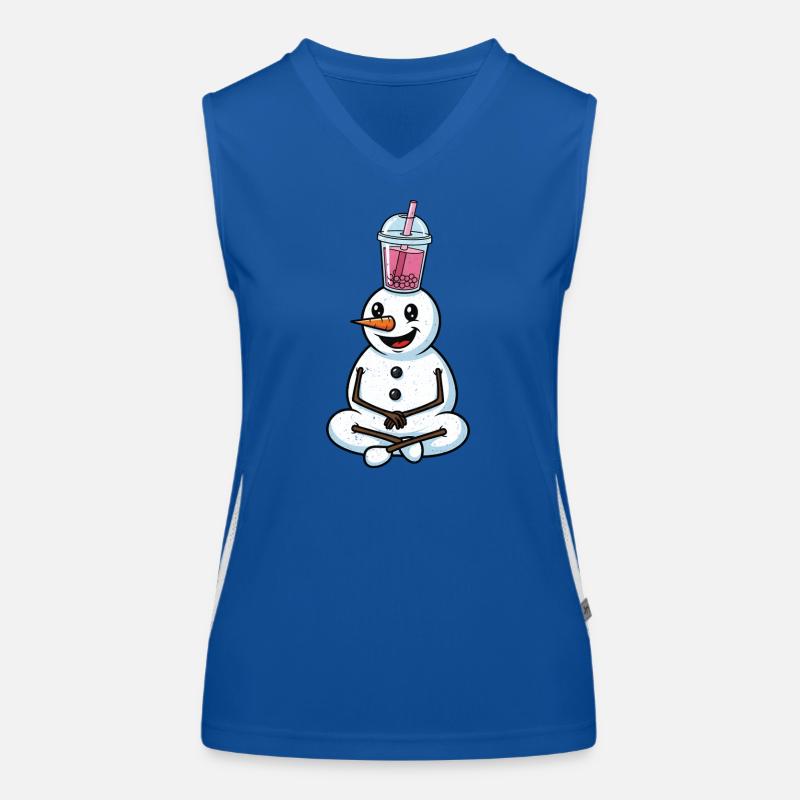 Schneemann mit Bubble Tea Funktionelles Kontrast-Tank Top für Frauen