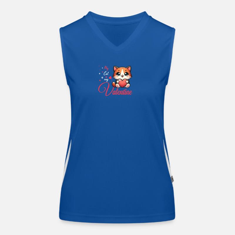 Kätzchen Valentinstag Herzdesign Funktionelles Kontrast-Tank Top für Frauen