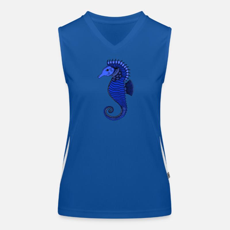Hippocampe bleu Débardeur respirant contrasté Femme
