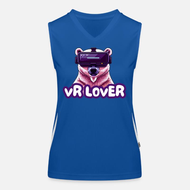 VR Bear with Virtual Reality Glasses Women's Functional Contrast Tank Top
