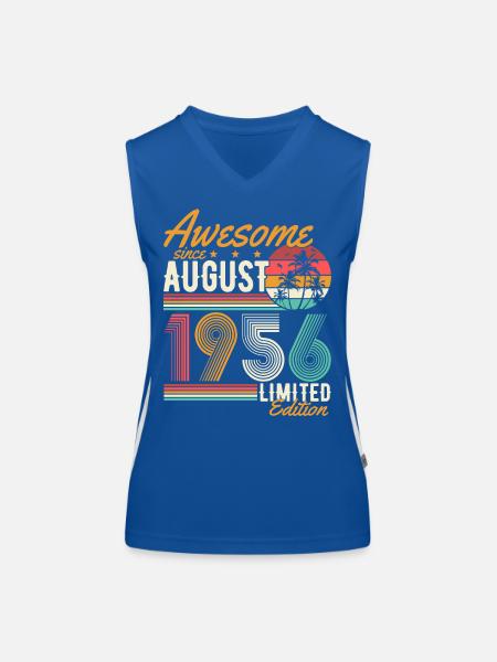 Août 1956 Naissance Anniversaire Rétro - Débardeur respirant contrasté Femme - bleu/blanc - Devant