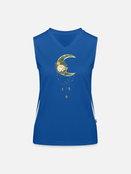 Lune élégante et noble avec des fleurs - Débardeur respirant contrasté Femme - bleu/blanc - Devant