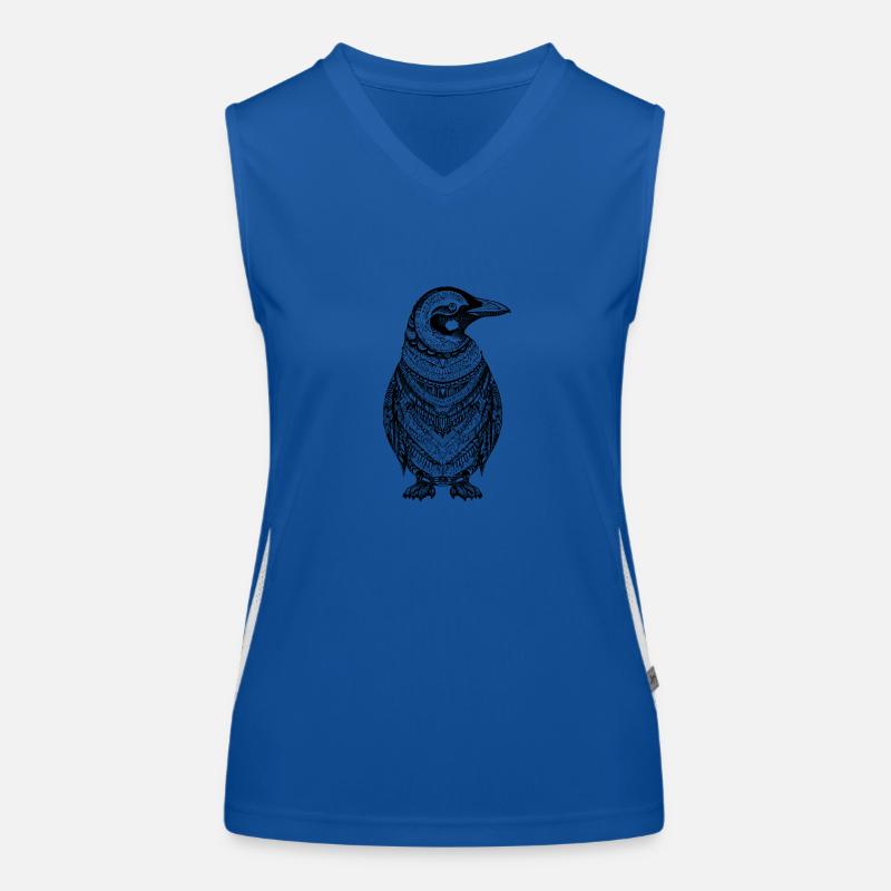 Cooler Pinguin mit Boho Ethno Mustern in schwarz Funktionelles Kontrast-Tank Top für Frauen