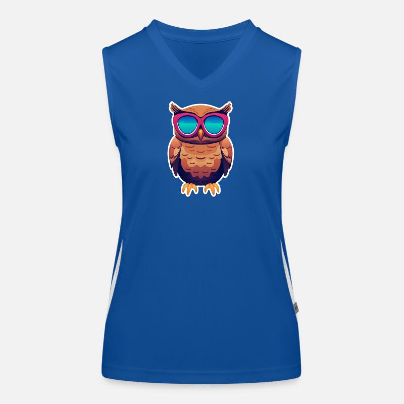coole Eule mit Sonnenbrille Funktionelles Kontrast-Tank Top für Frauen