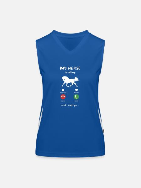 My Horse Is Calling My Horse Is Calling Riding - Women's Functional Contrast Tank Top - royal/white - Front