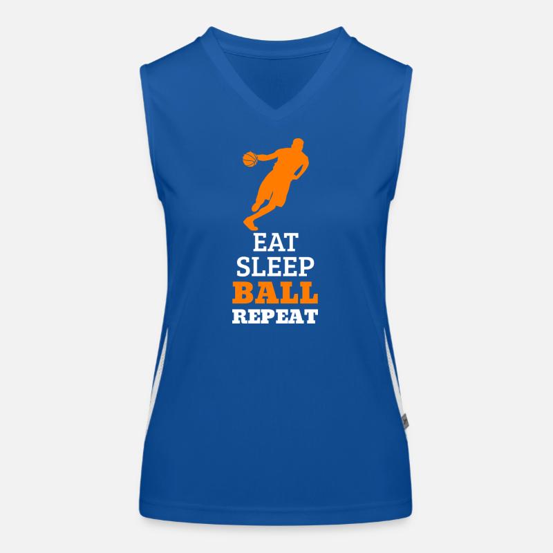 Manger. Dormir. Ballon. Répéter. – Design orange Débardeur respirant contrasté Femme