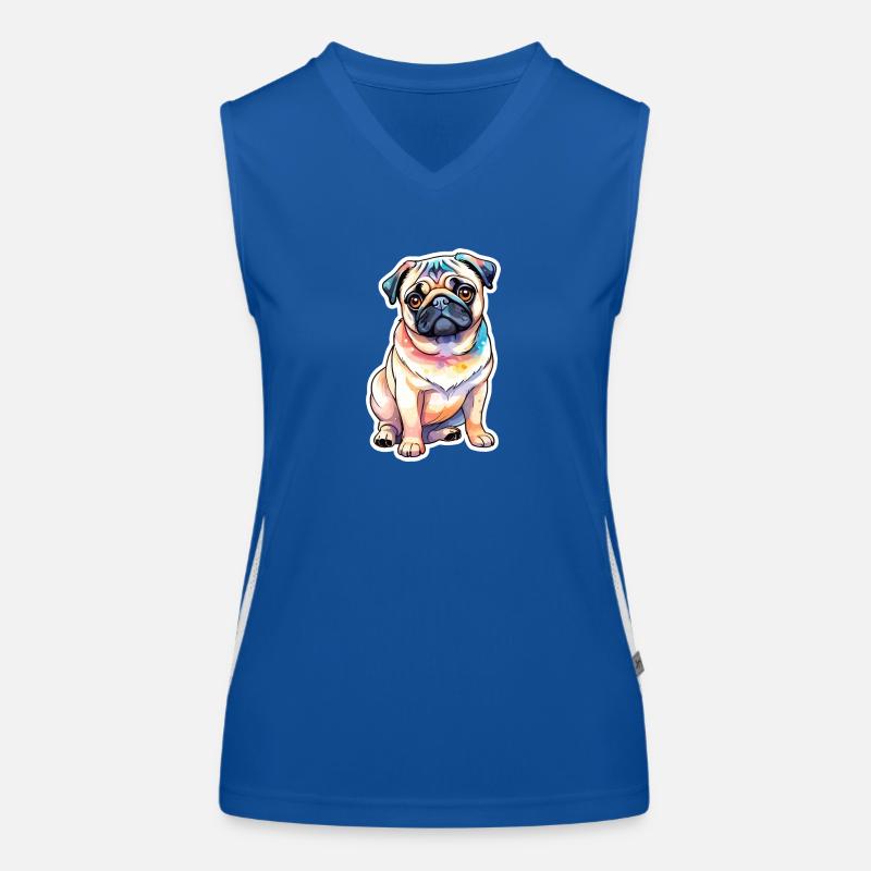 Mops aquarellen Functionele contrasterende tanktop voor vrouwen