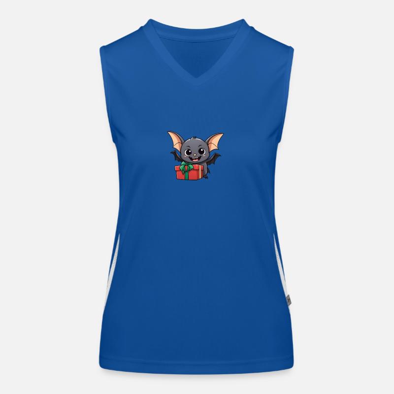 Cute bat celebrating Christmas. Women's Functional Contrast Tank Top