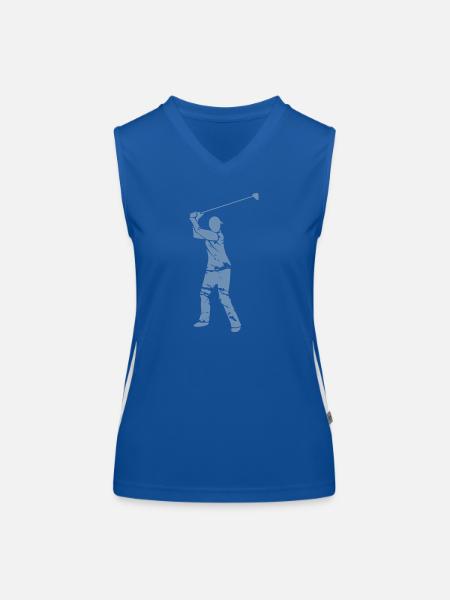 Golf Golfer Silhouette - White Grunge Design - Women's Functional Contrast Tank Top - royal/white - Front