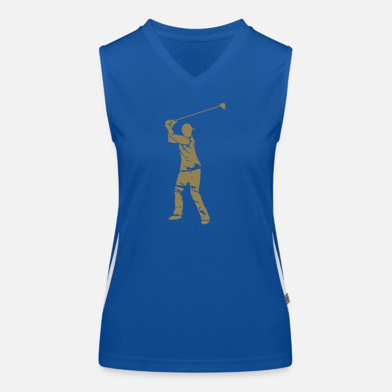 Golf Golfer Silhouette - Weißes Grunge Design Funktionelles Kontrast-Tank Top für Frauen