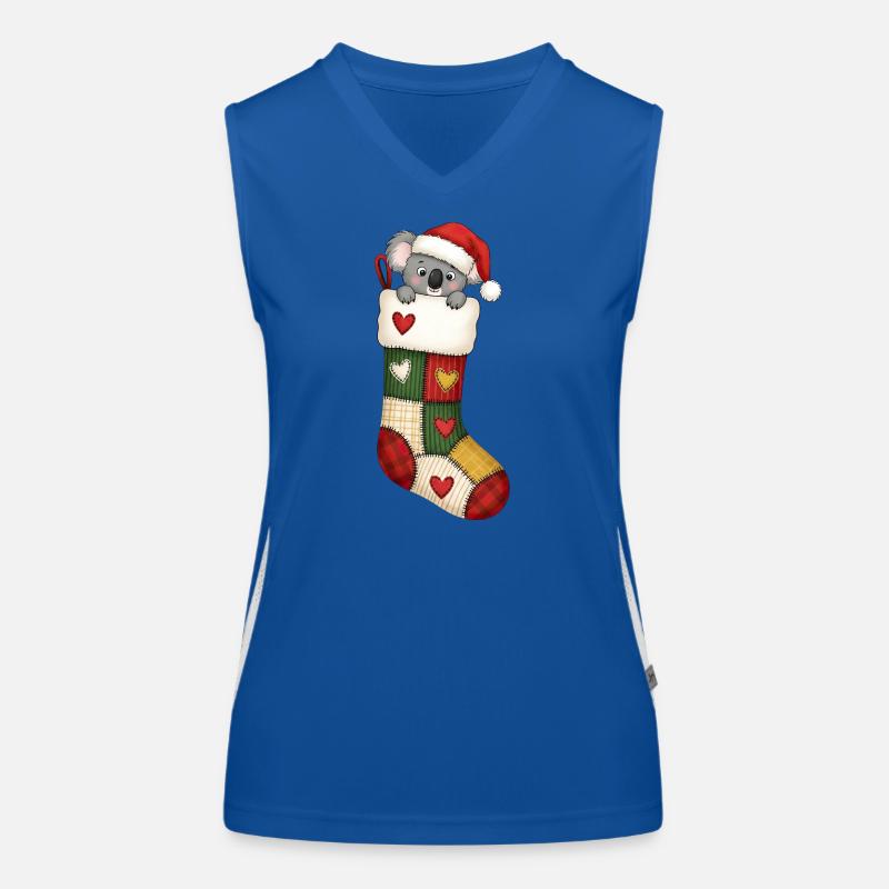 Mignon dessin animé koala ours en chaussette de Noël Débardeur respirant contrasté Femme