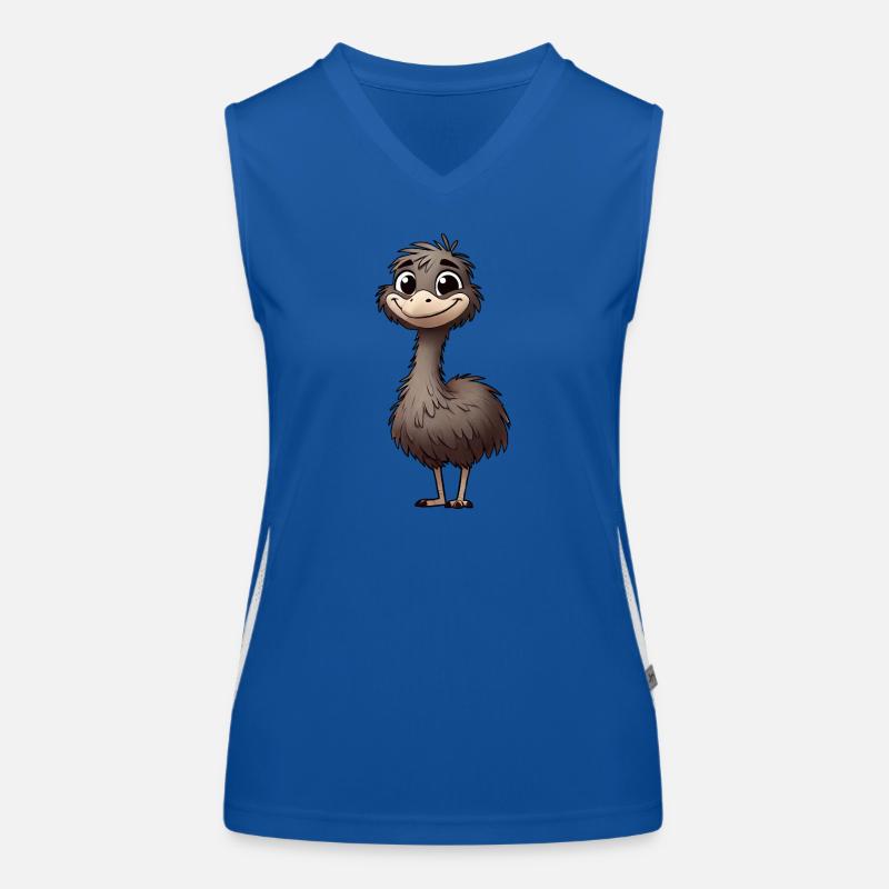 Cute Emu Bird Cartoon Happy Relaxed Women's Functional Contrast Tank Top
