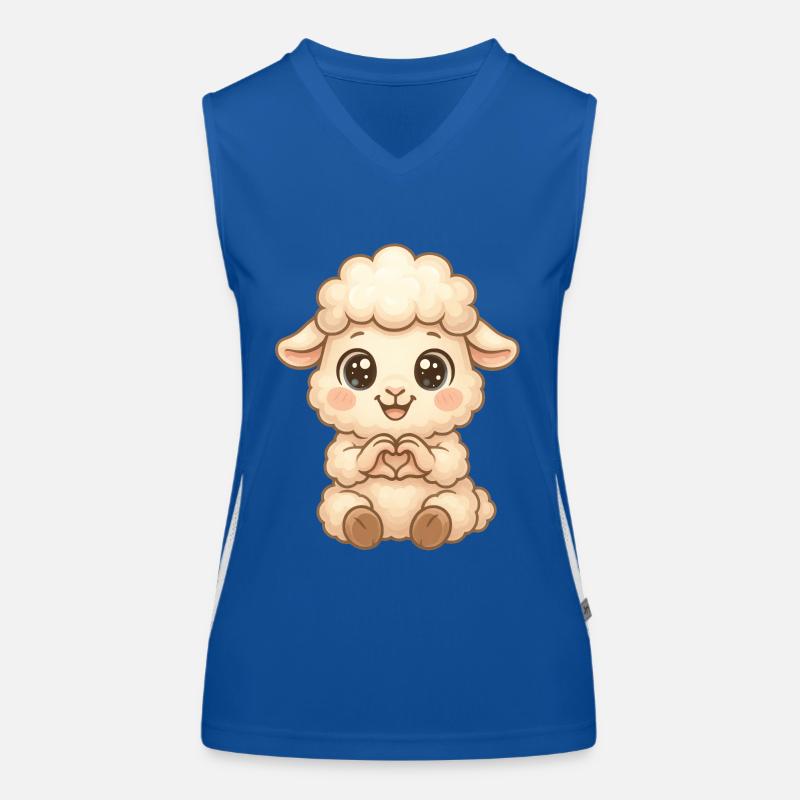 Süßes Schaf mit Herzhänden Funktionelles Kontrast-Tank Top für Frauen