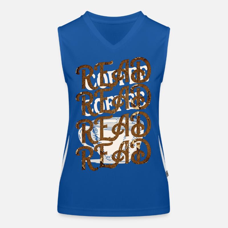 Read Design - Vintage Look mit Kaffeehintergrund Funktionelles Kontrast-Tank Top für Frauen