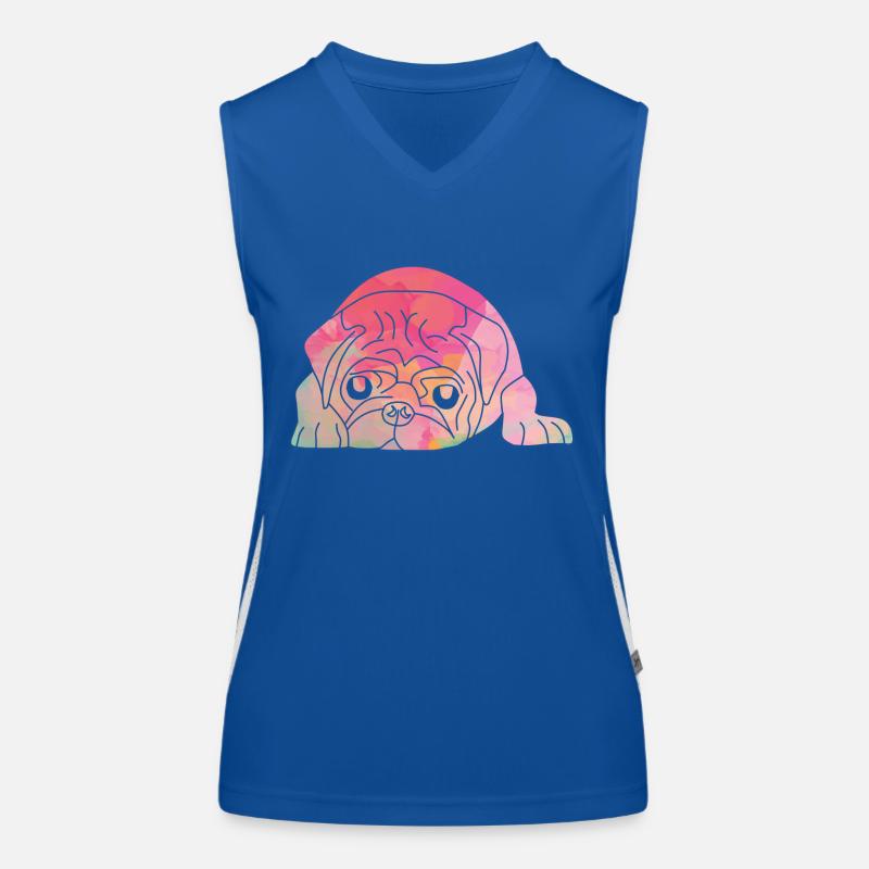 Mops Face - Der Niedliche Begleiter Funktionelles Kontrast-Tank Top für Frauen