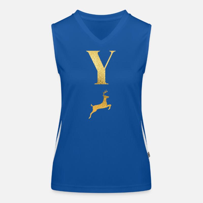 Buchstabe und goldener Hirsch - Geschenkidee Funktionelles Kontrast-Tank Top für Frauen