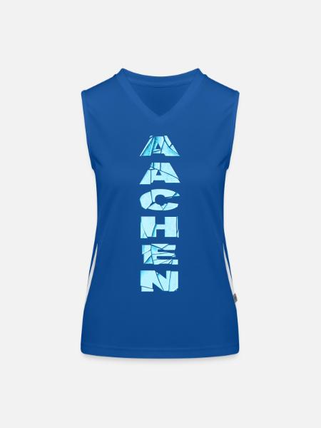 Aachen Germany City Font Skyline Home - Women's Functional Contrast Tank Top - royal/white - Front