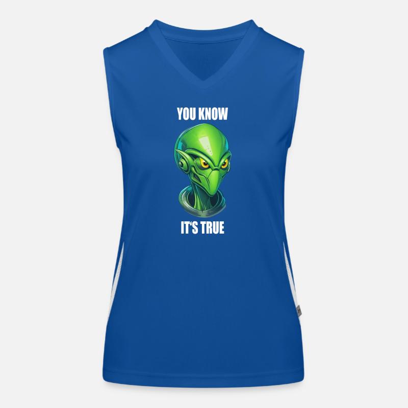 alien cyborg head - "You Know It's True" Women's Functional Contrast Tank Top