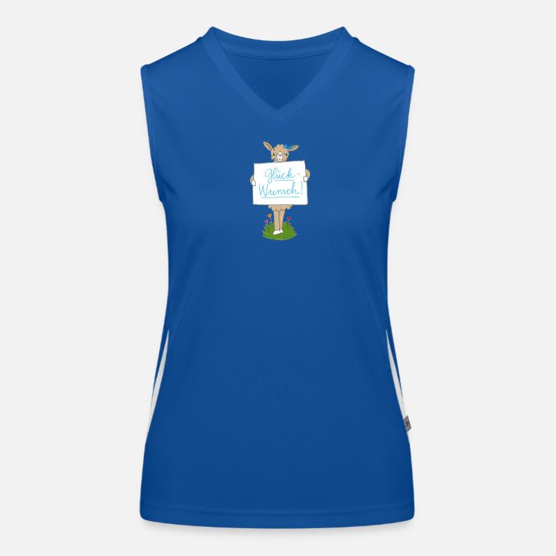 Lama mit Glückwunsch Schild Funktionelles Kontrast-Tank Top für Frauen