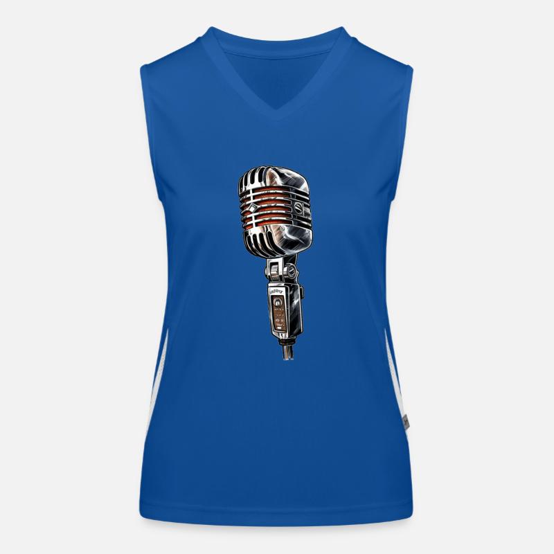 Dessin rétro de microphone Débardeur respirant contrasté Femme