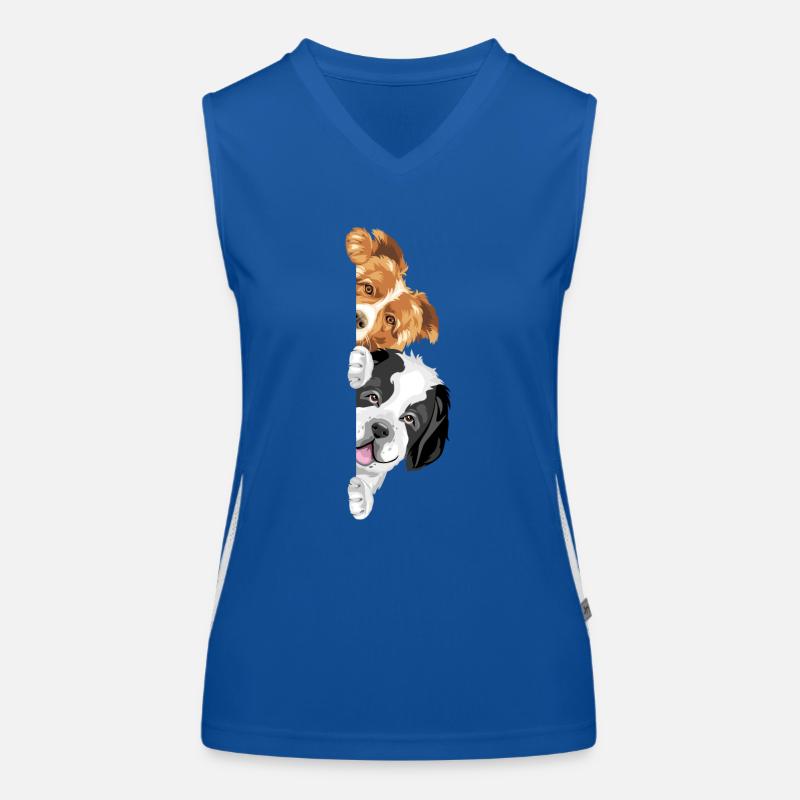 Cute peeking Border Collie and Saint Bernard dog Women's Functional Contrast Tank Top