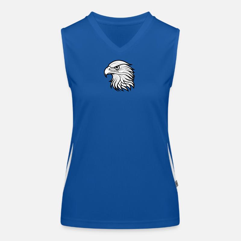 Stylish Eagle Head Illustration - Women's Functional Contrast Tank Top - royal/white