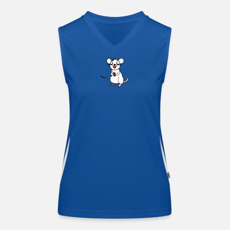 Souris blanche heureuse Débardeur respirant contrasté Femme
