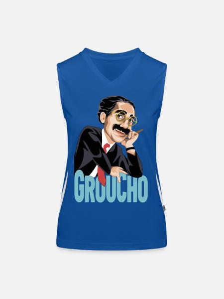 GROUCHO Le grand comédien du XXe siècle - Débardeur respirant contrasté Femme - bleu/blanc - Devant