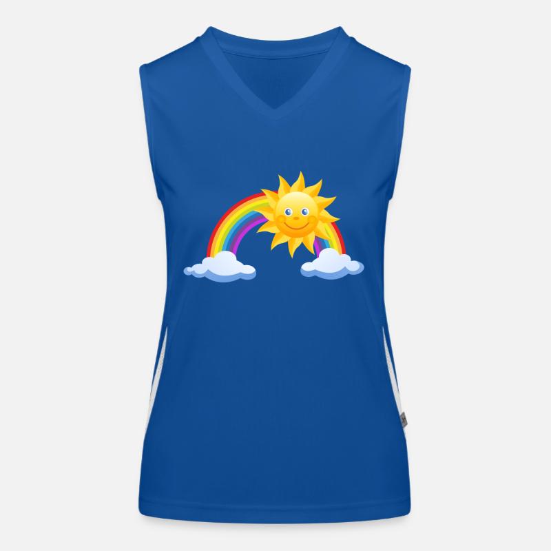 rainbow sun clouds weather rainbow sun cloud41 Women's Functional Contrast Tank Top