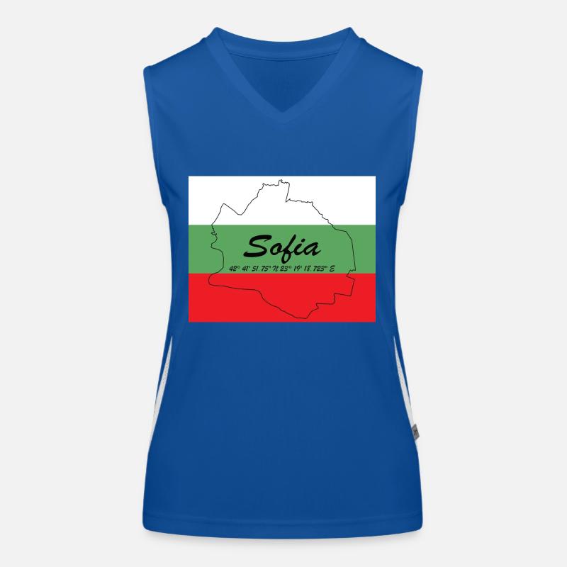 Sofia - Hauptstadt mit GPS & Flagge Funktionelles Kontrast-Tank Top für Frauen