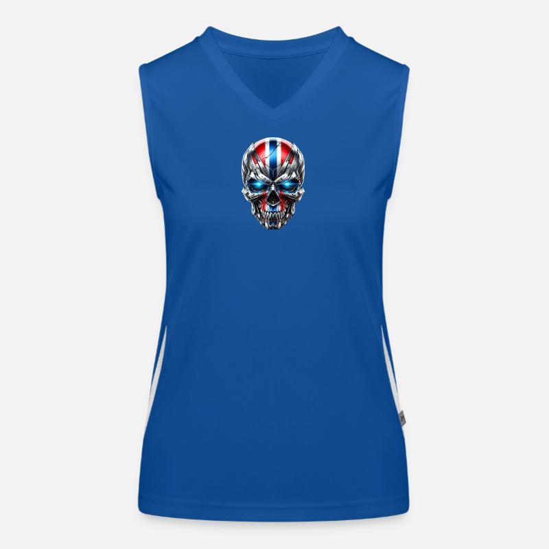 Cyber Totenschädel Flaggenfarben Funktionelles Kontrast-Tank Top für Frauen